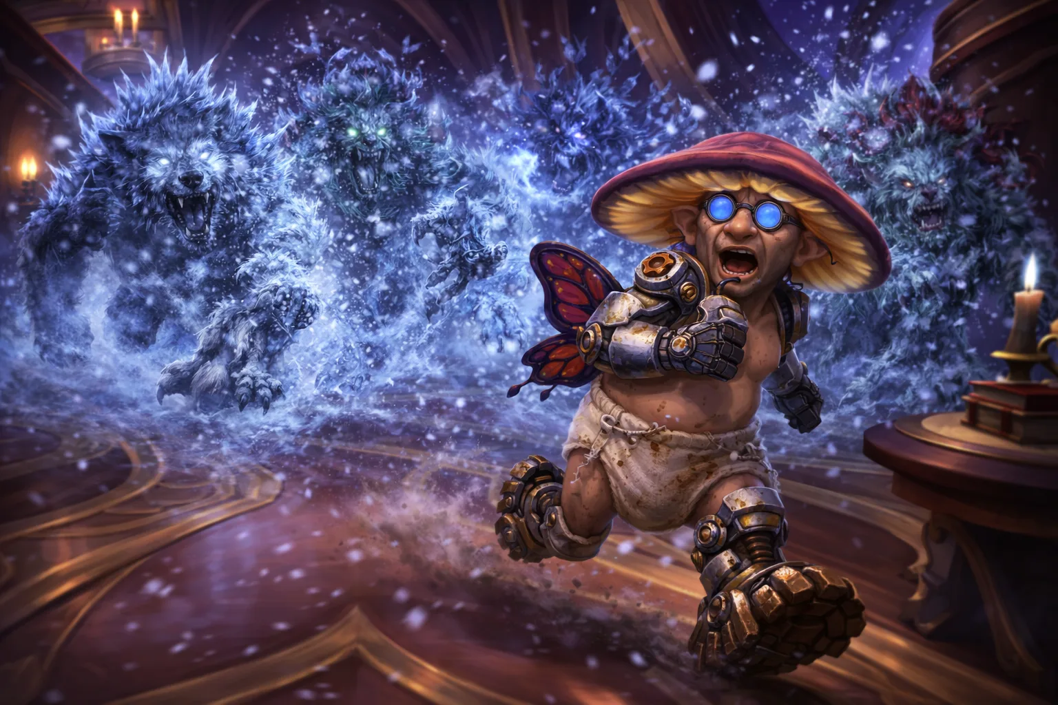 TheFrostytip encased in a perfect block of ice, hidden around a corner while the raid fights without him.
